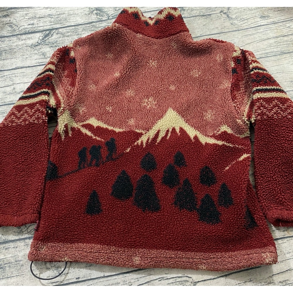 Woolrich Vtg L 1/4 Zip Fleece Pullover Sweatshirt Wine Red Snow Hiking Jacket